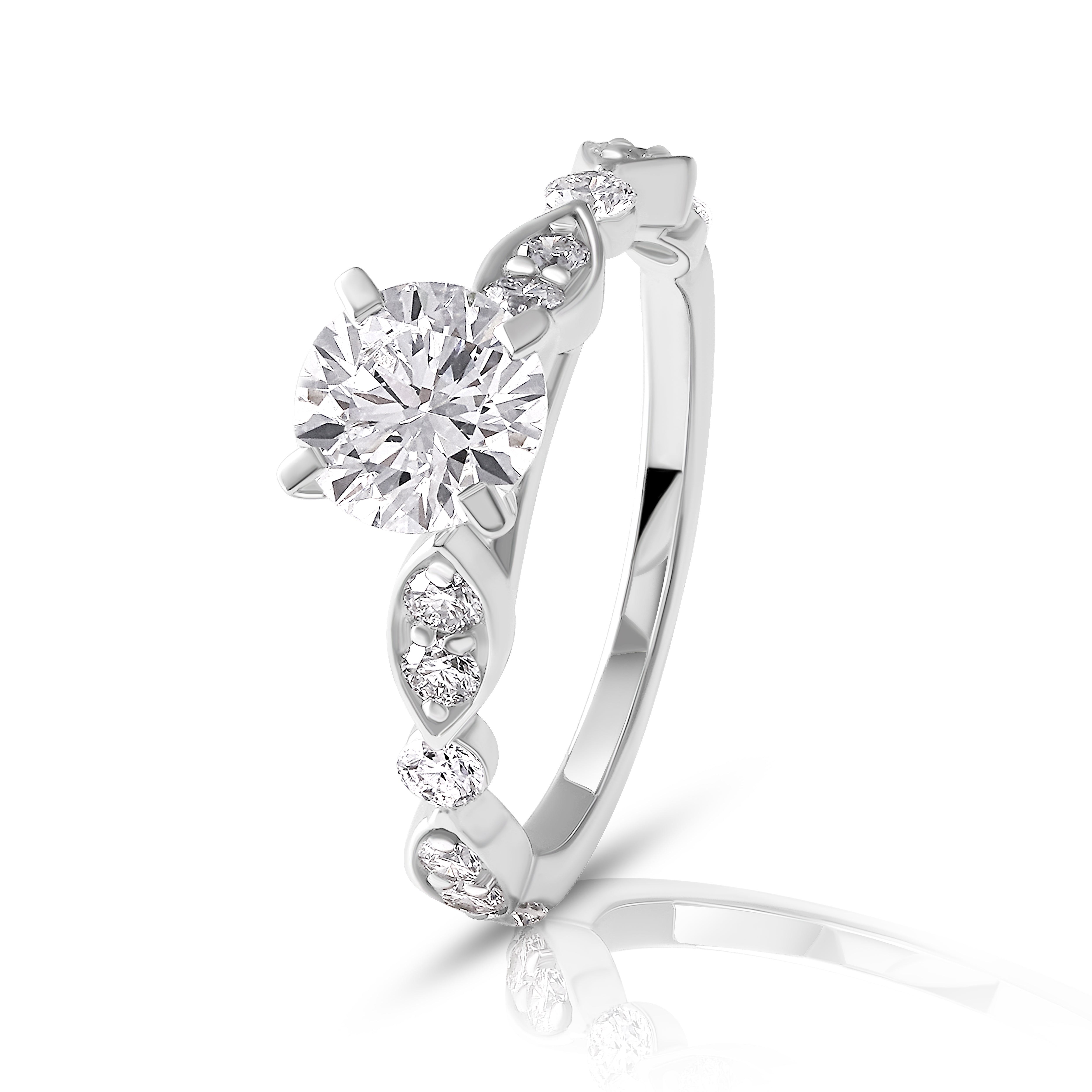 Twist Blossom Solitaire Ring