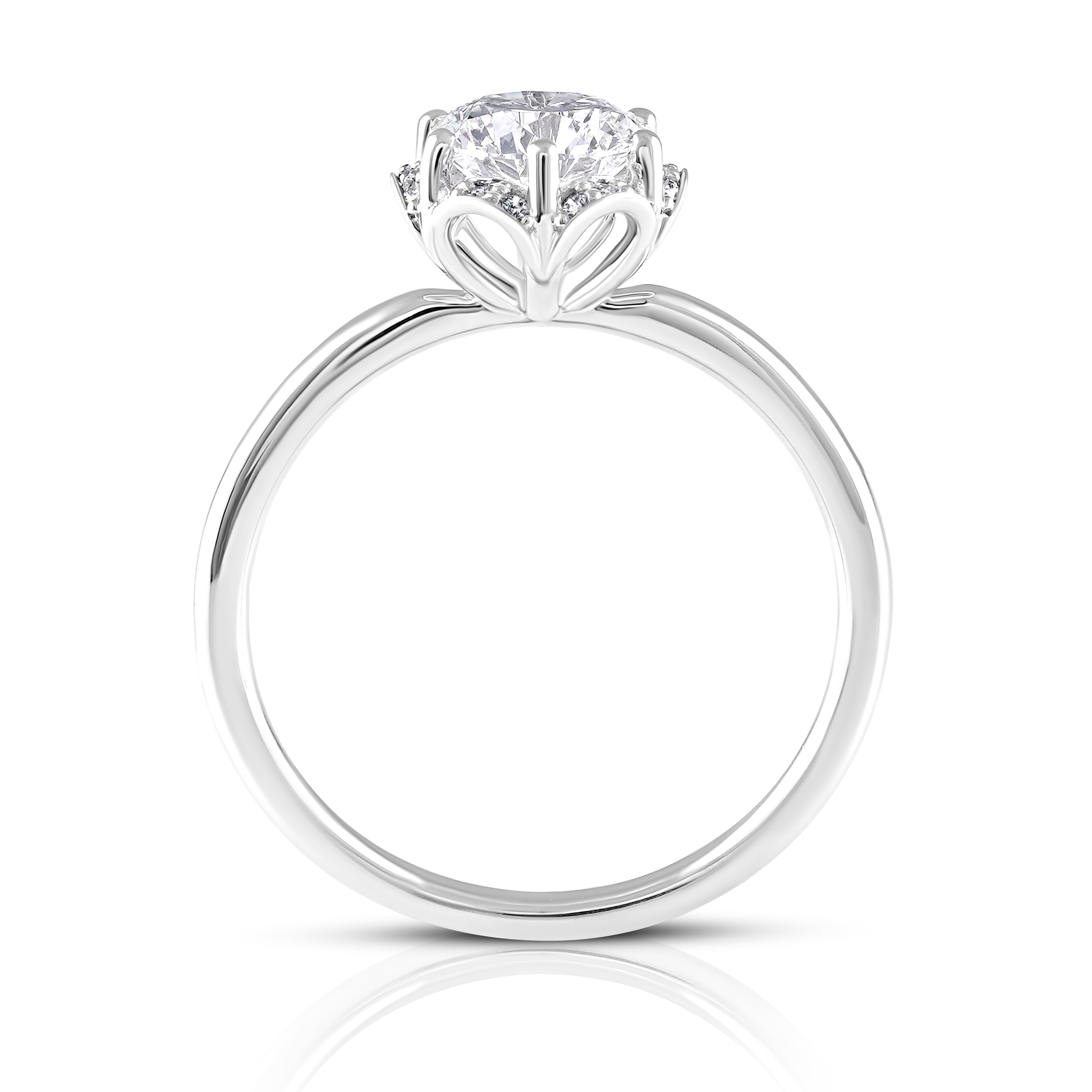 Floral Halo Solitaire Ring