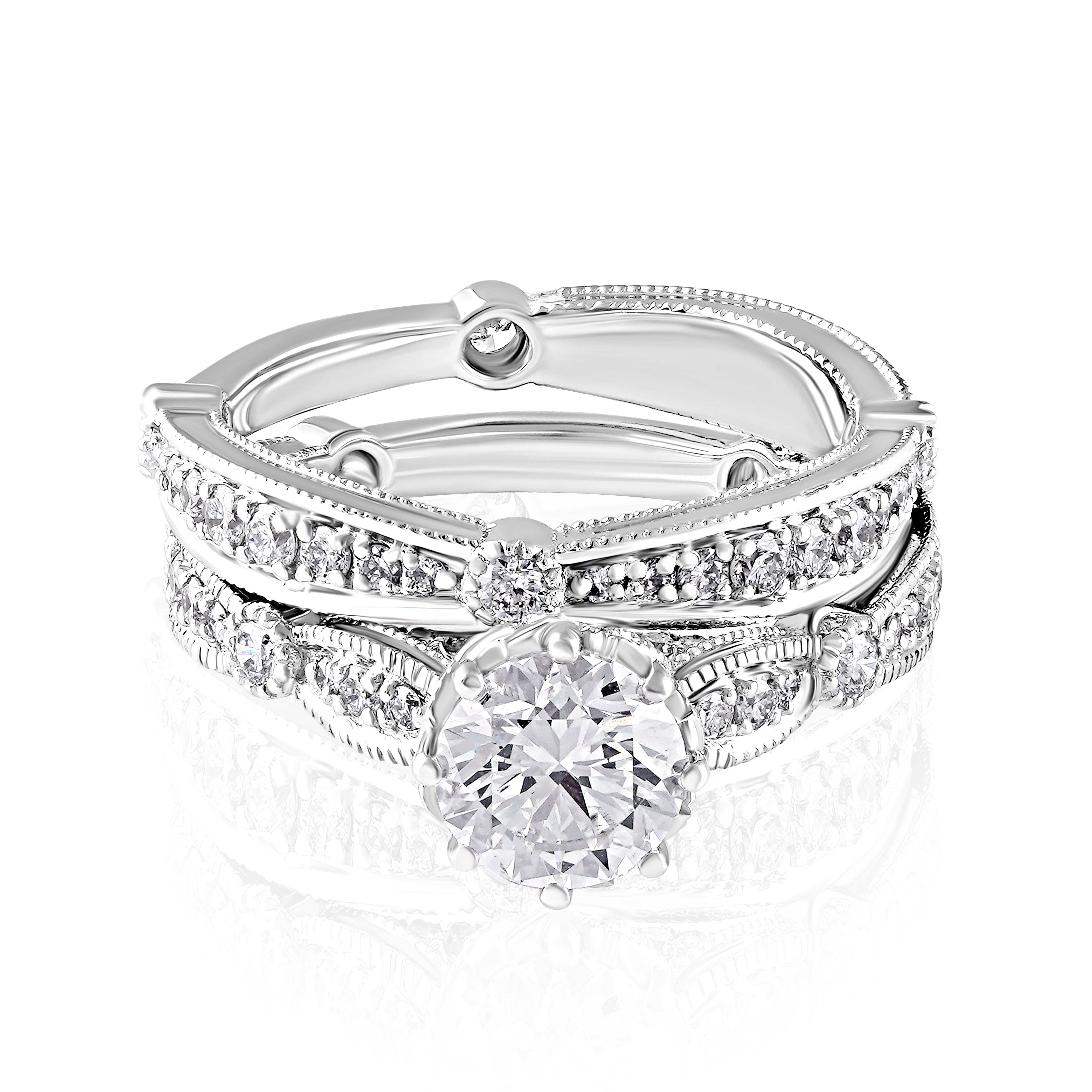 Crown Halo Solitaire Ring