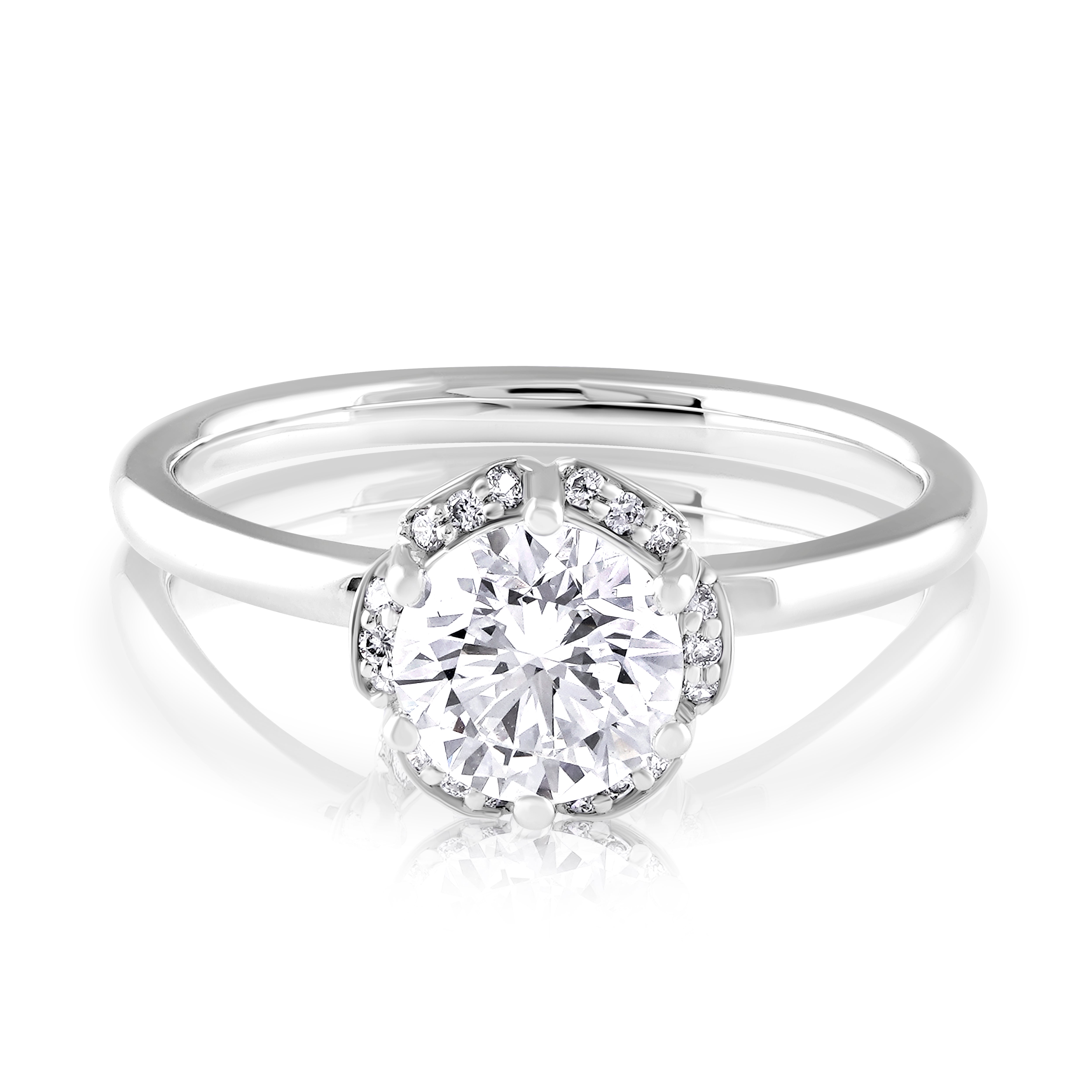 Floral Halo Solitaire Ring