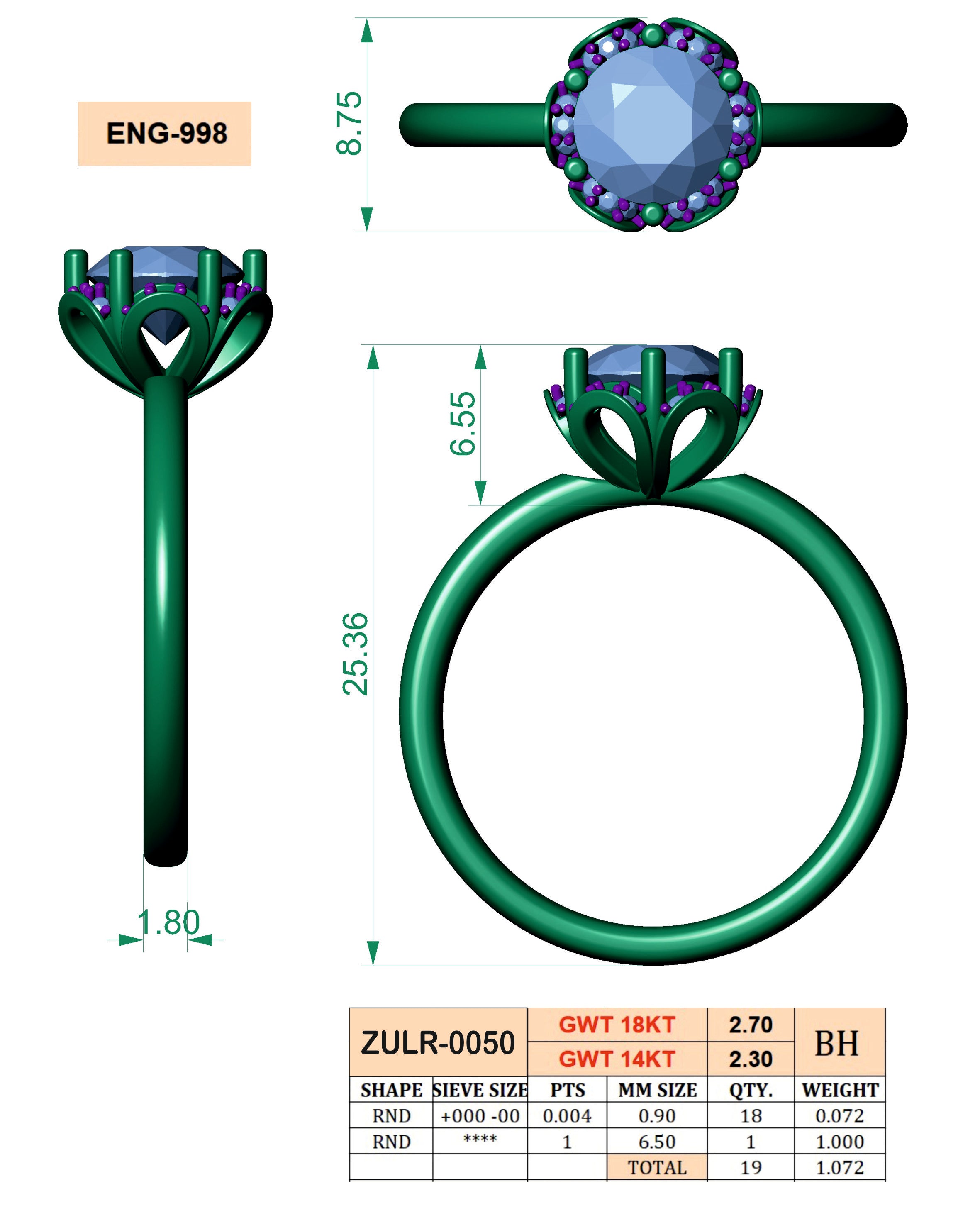 Floral Halo Solitaire Ring