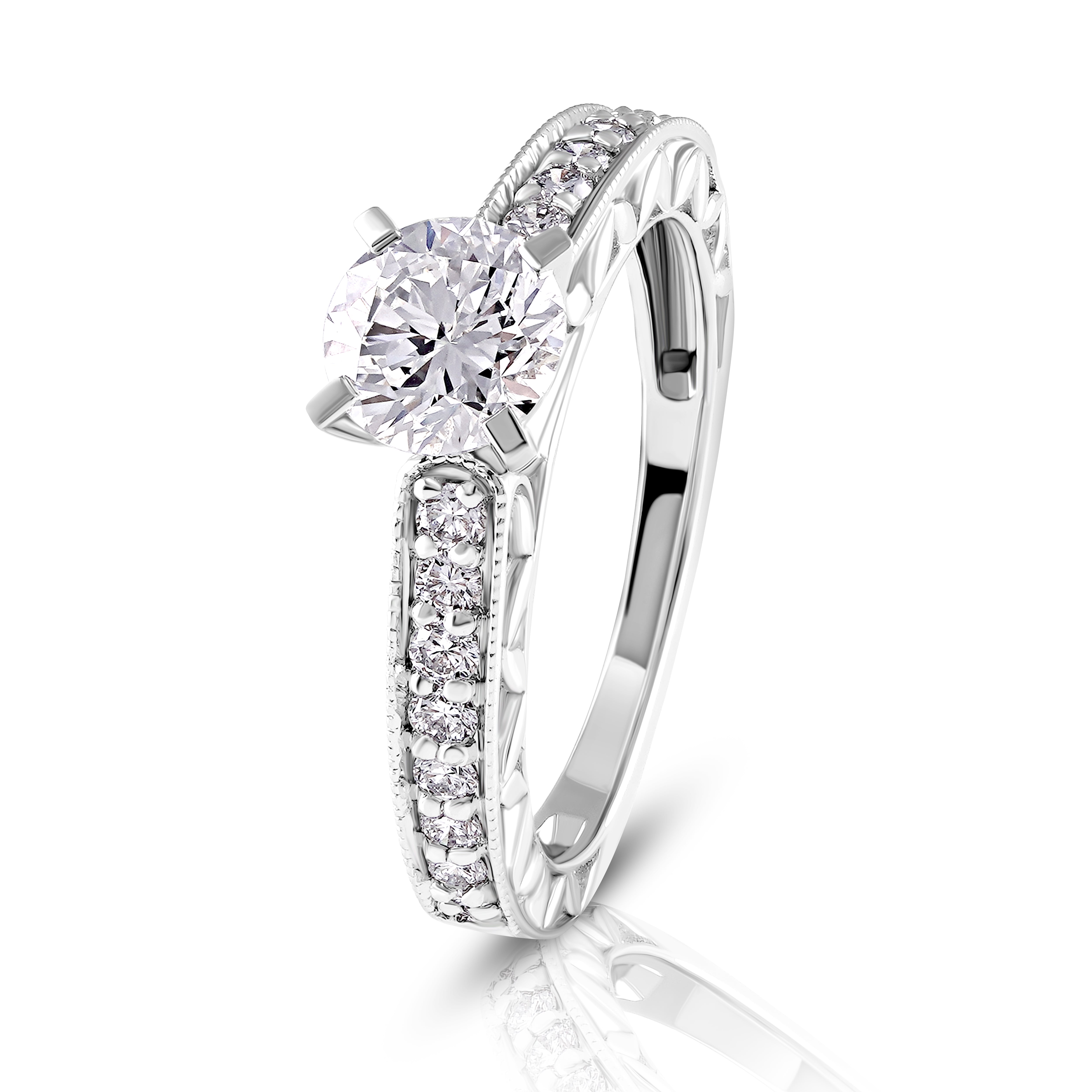 Petal Crest Solitaire Ring