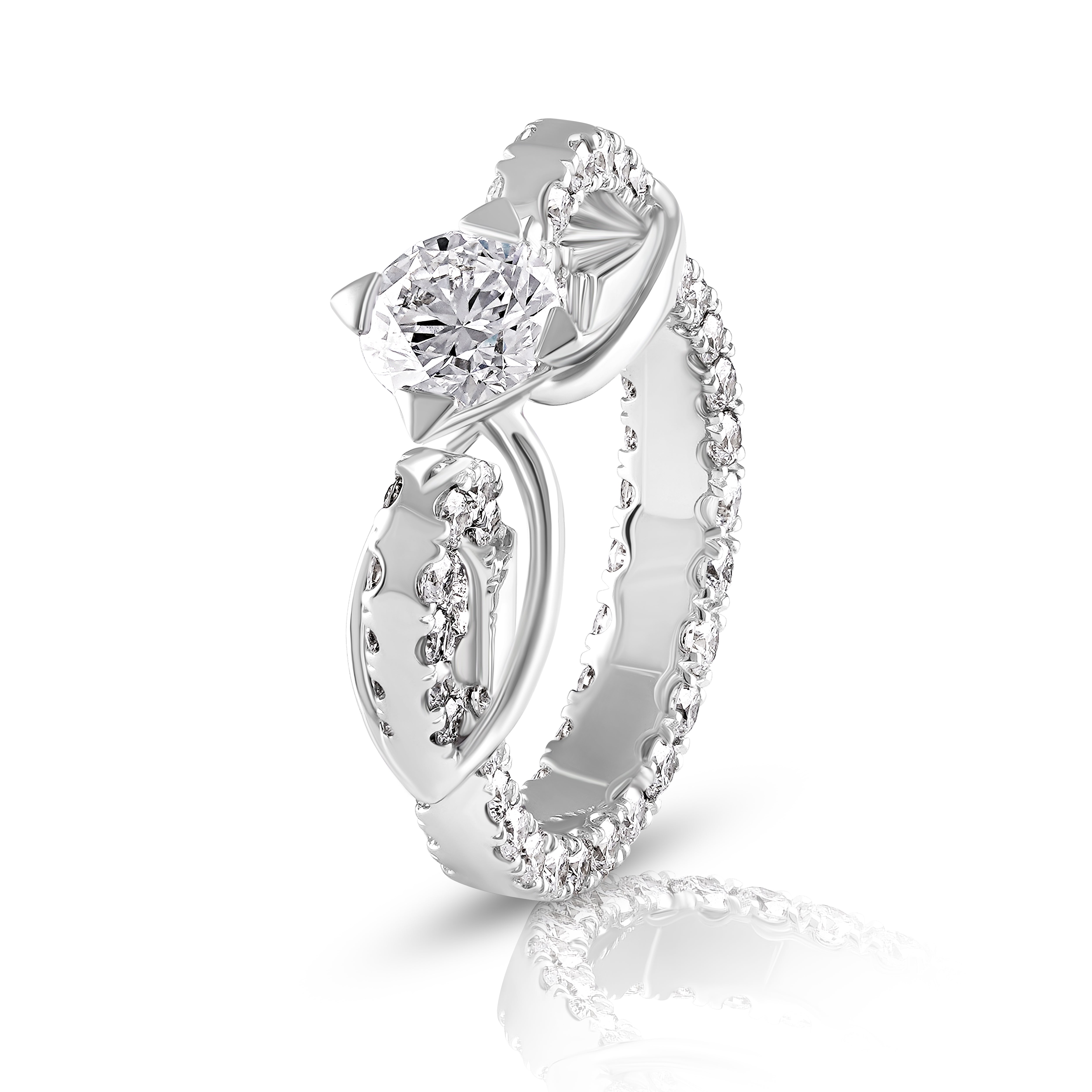 Blooming Crest Solitaire Ring