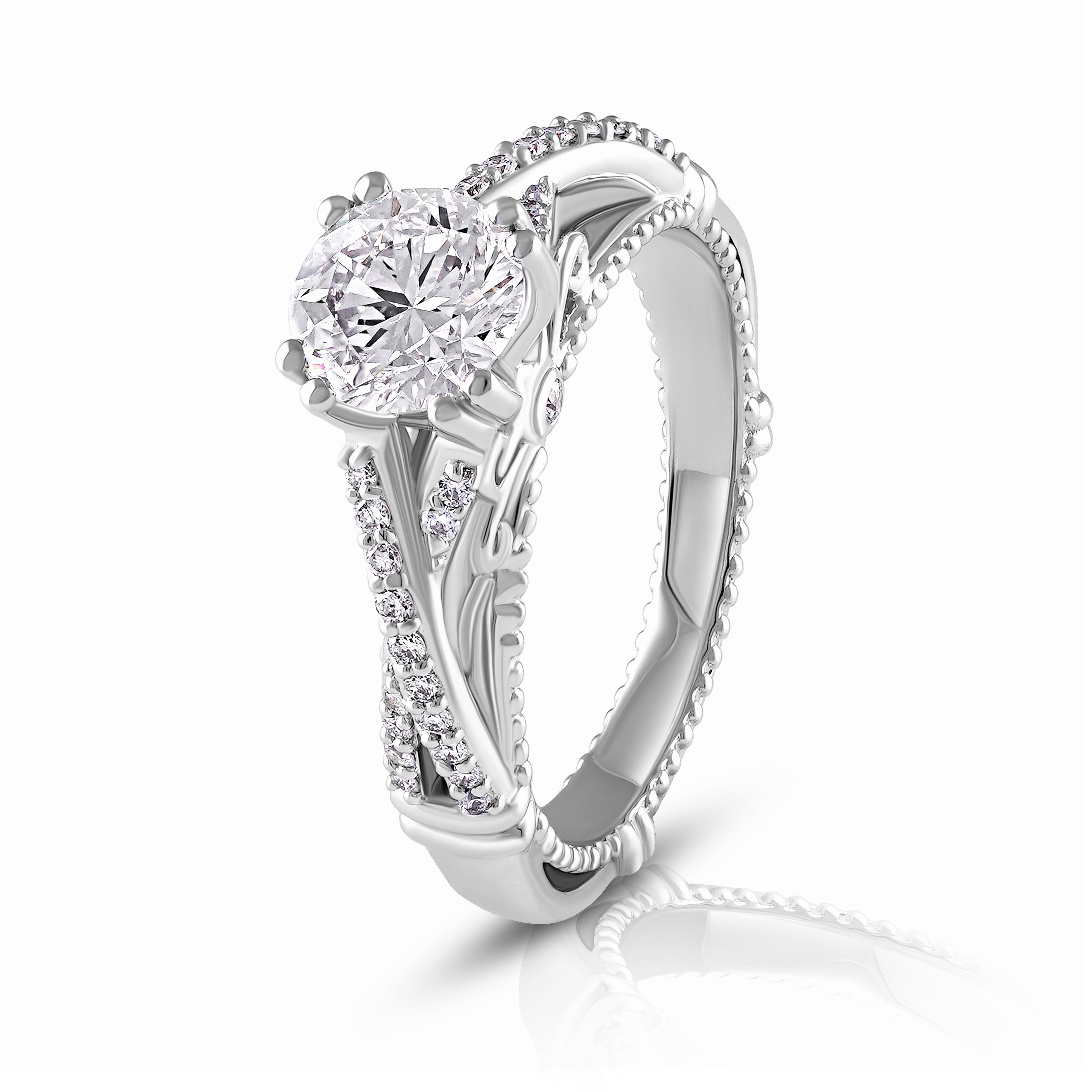 Regal Scroll Solitaire Ring