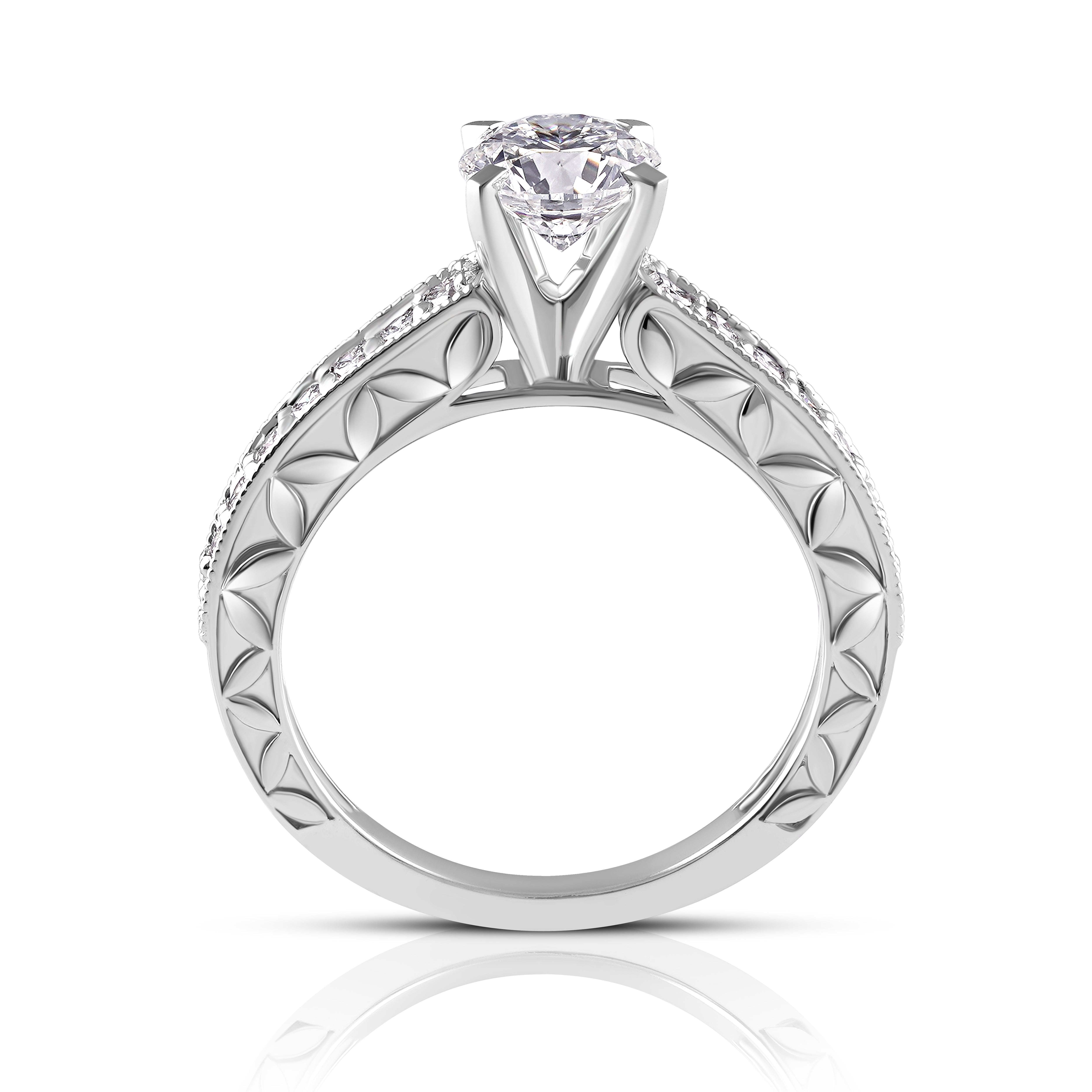 Petal Crest Solitaire Ring