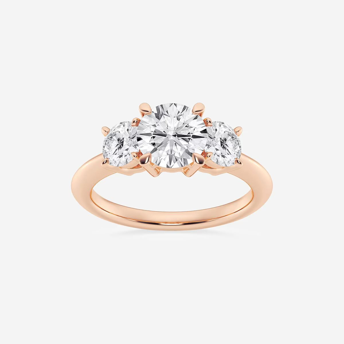 Round Lab Grown Diamond Shape Three-Stone Ring