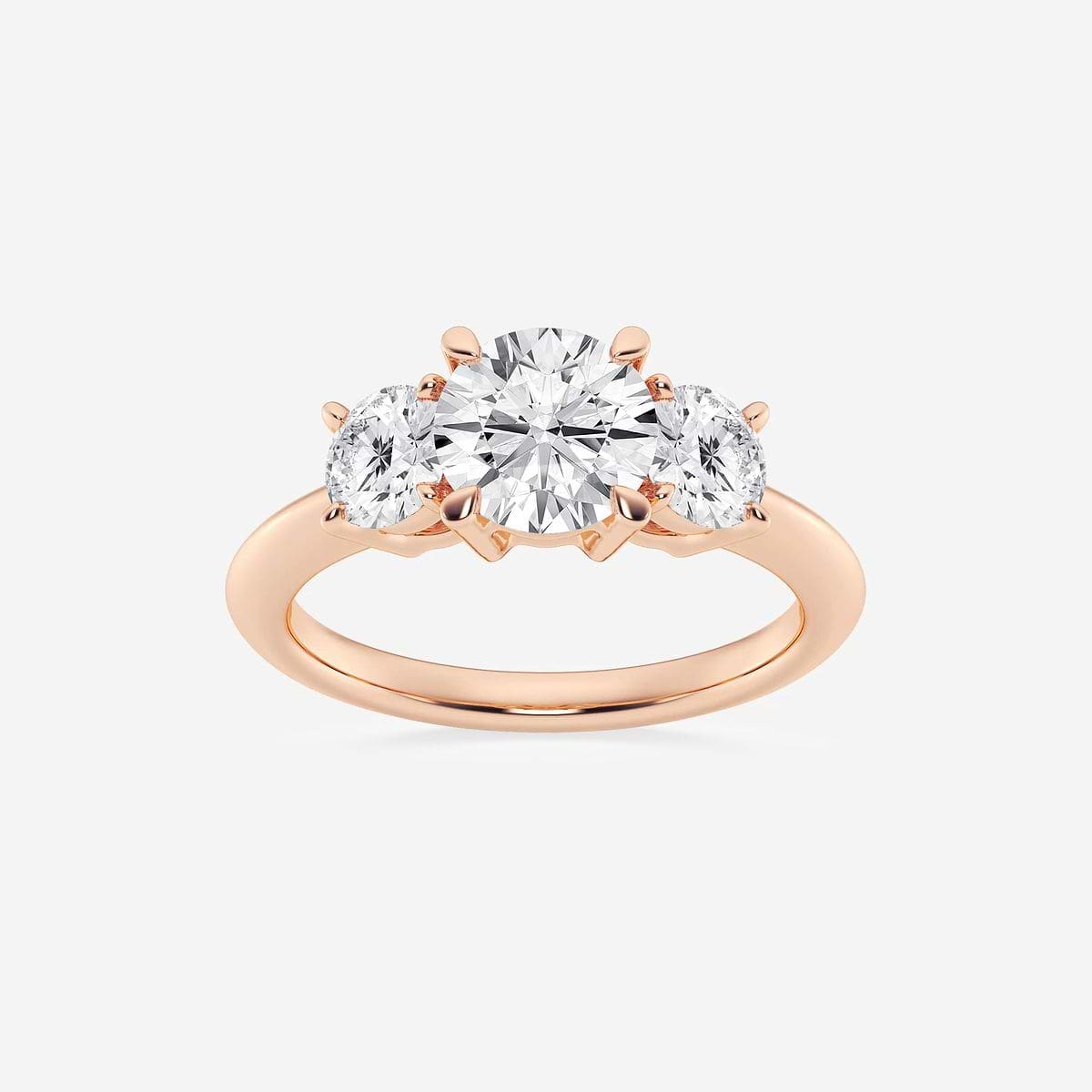 Round Lab Grown Diamond Shape Three-Stone Ring