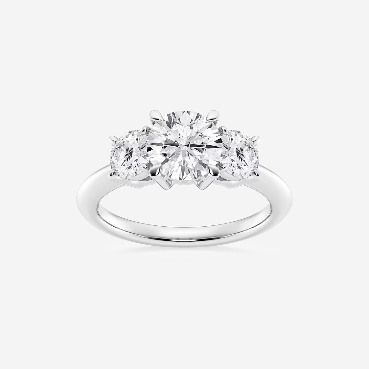 Round Lab Grown Diamond Shape Three-Stone Ring