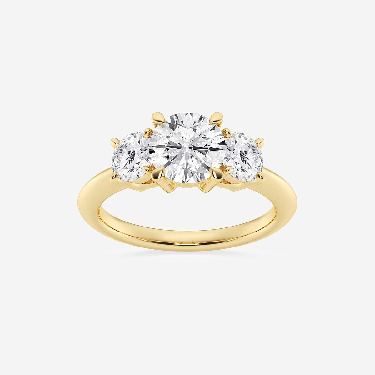 Round Lab Grown Diamond Shape Three-Stone Ring