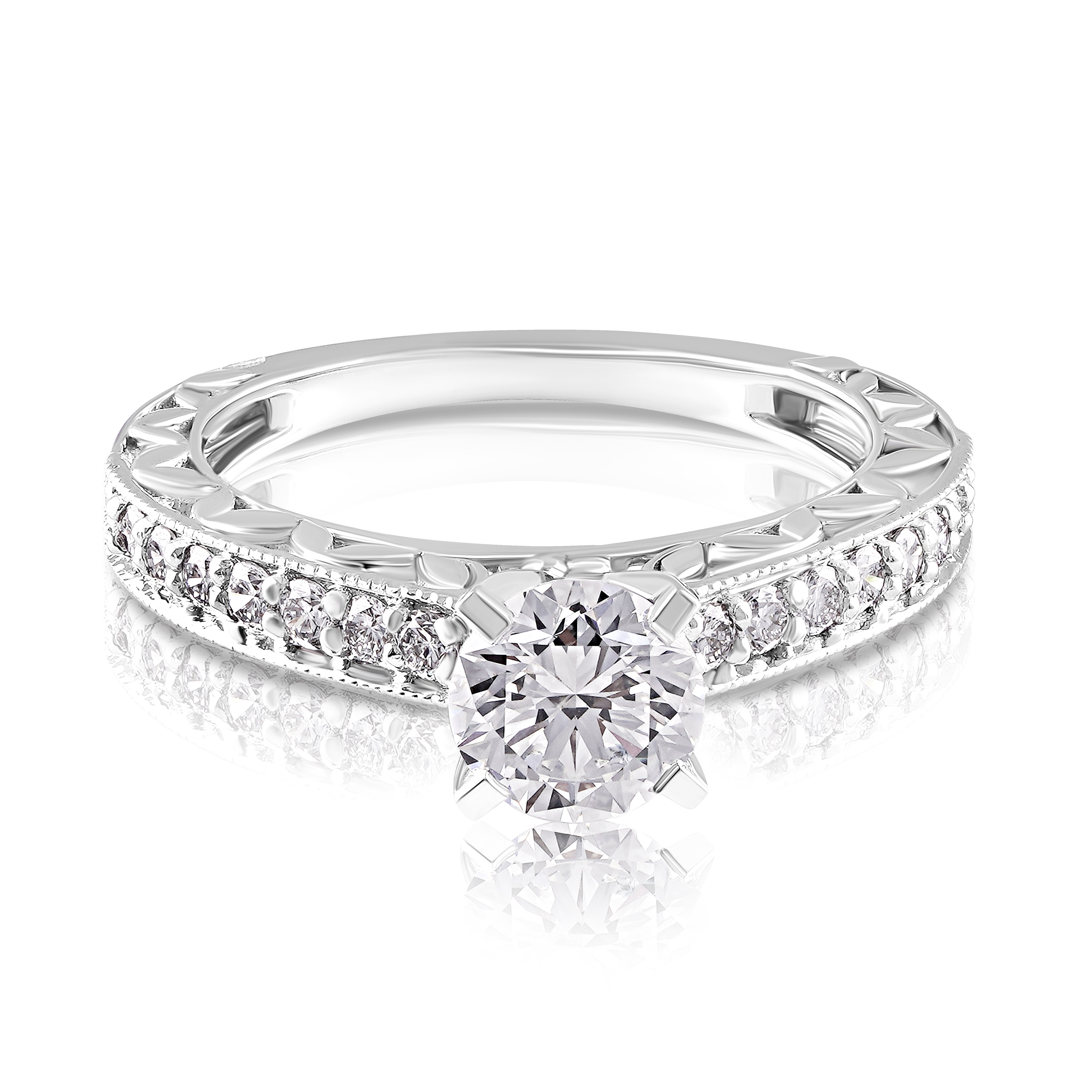 Petal Crest Solitaire Ring