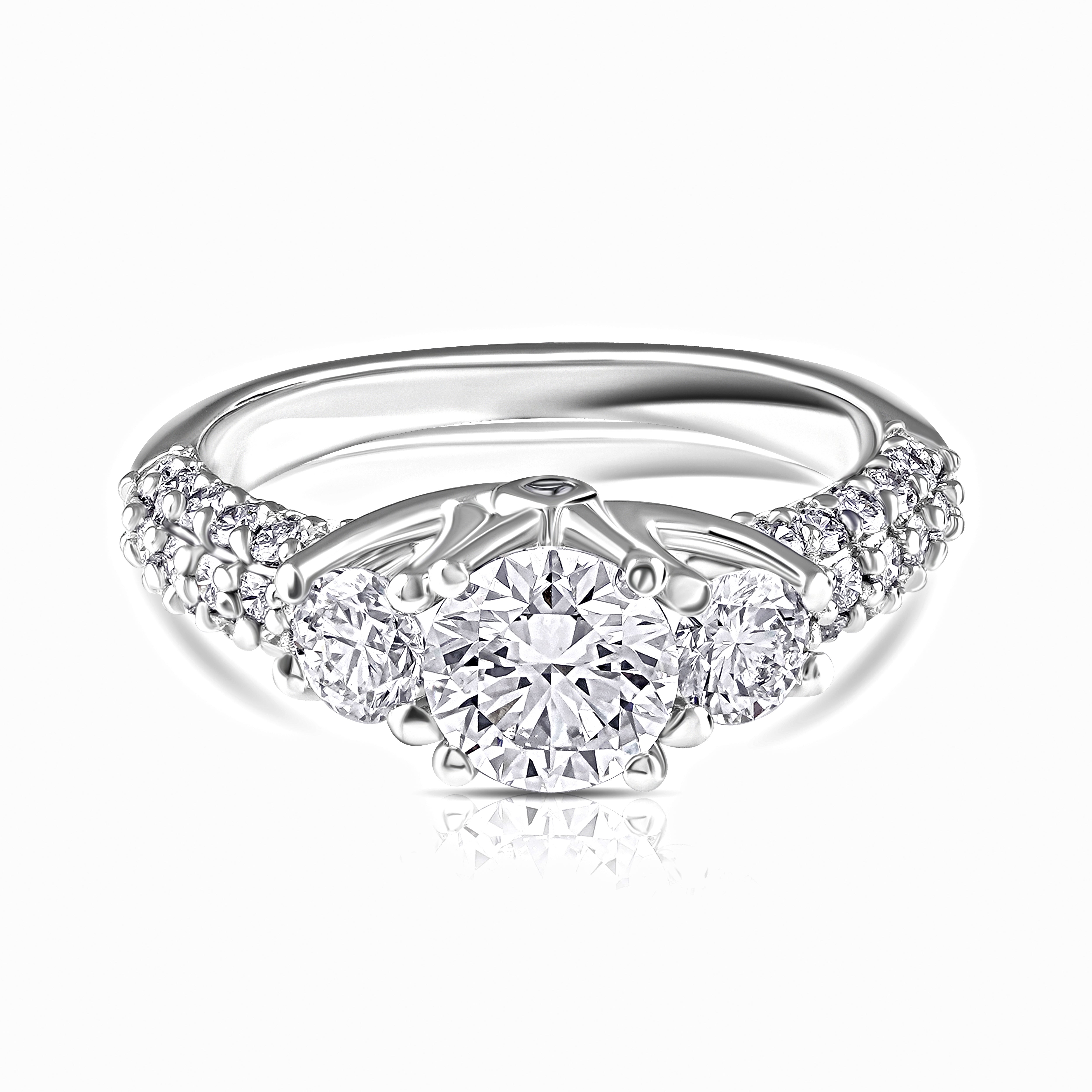 Crown Gleam Trio Solitaire Ring