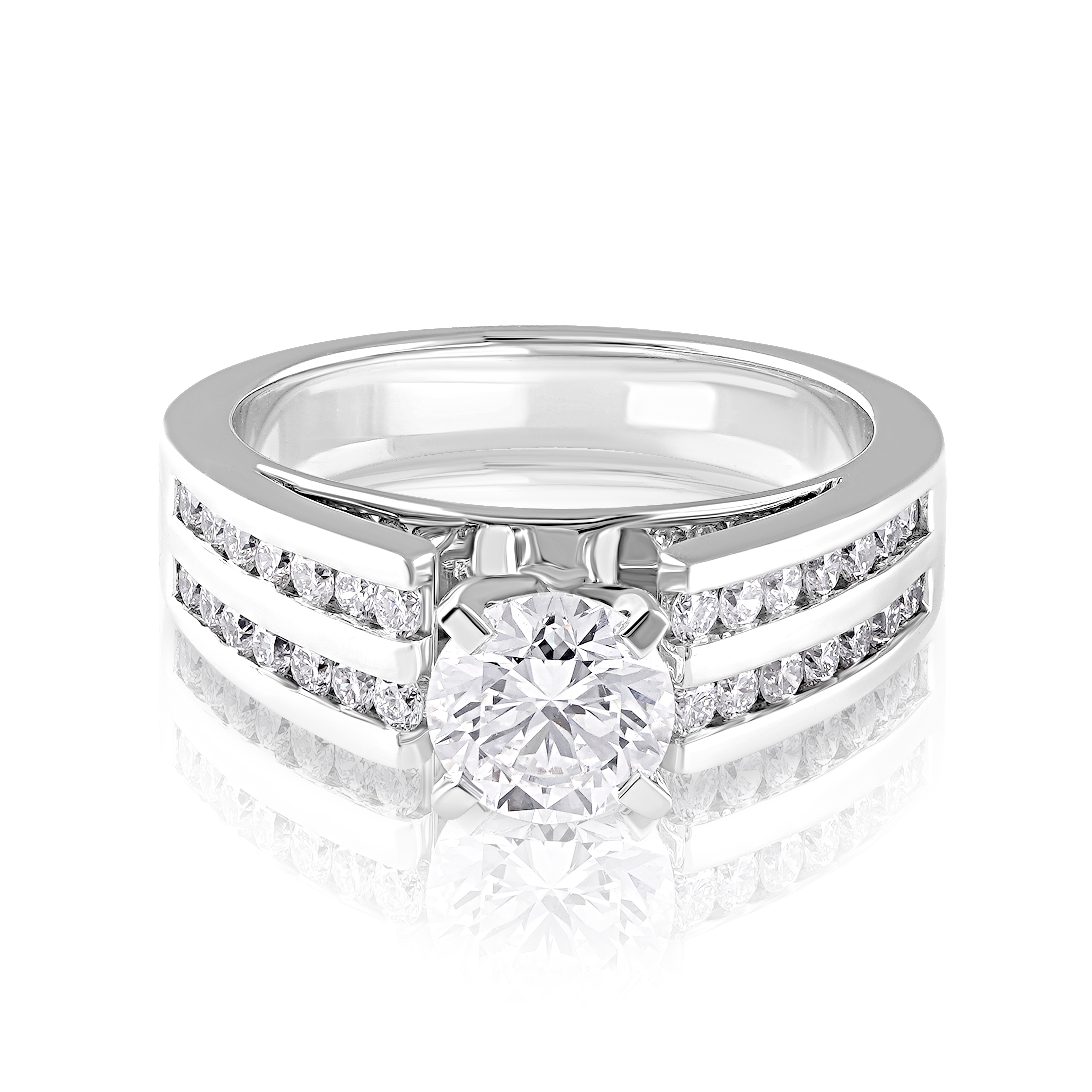 Crown Channel Solitaire Ring