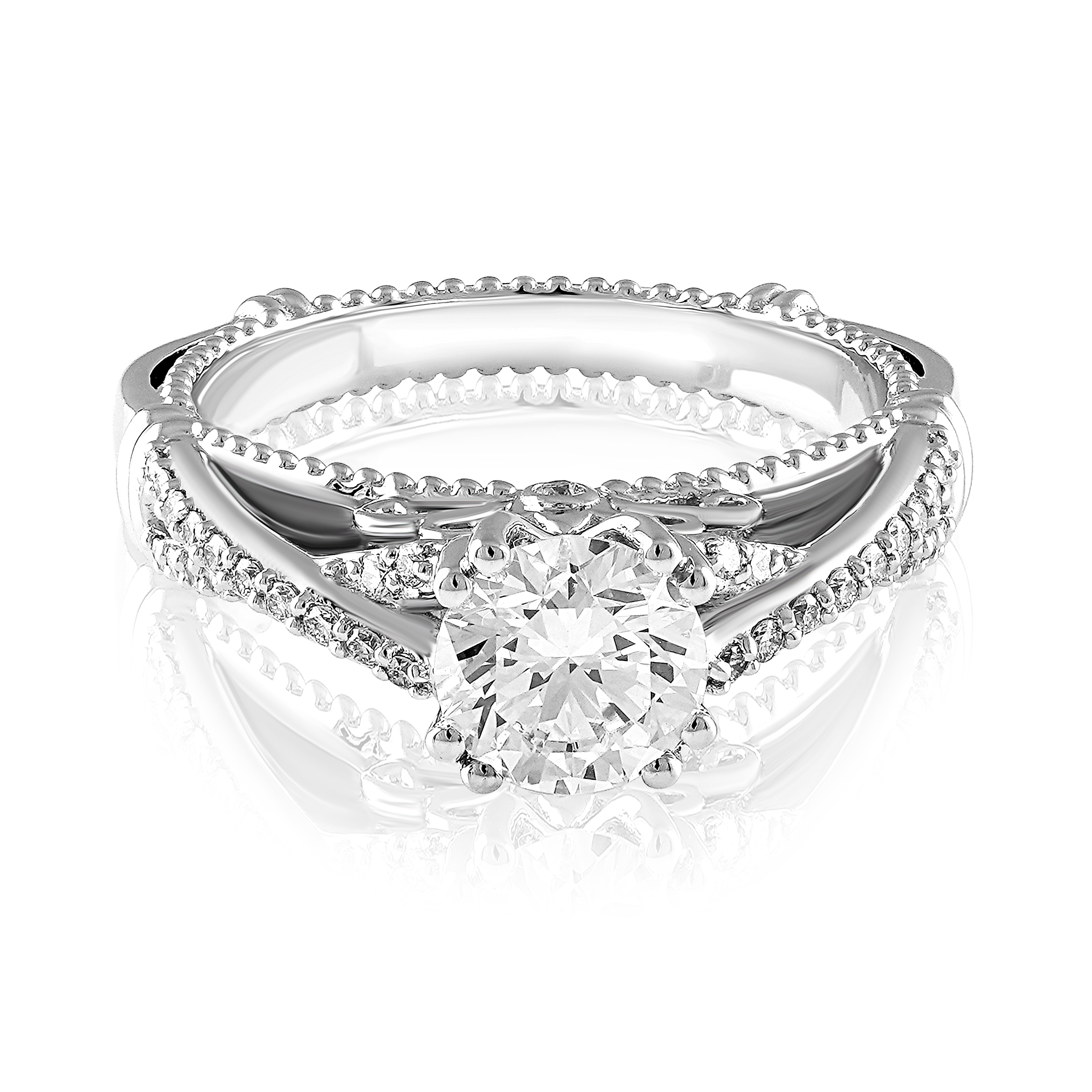 Regal Scroll Solitaire Ring